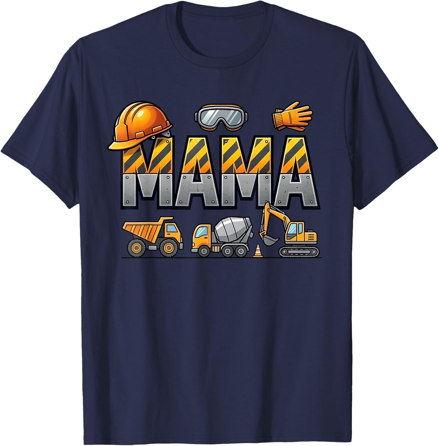 Funny Mama Construction Excavator Kids Matching Family Party T-Shirt - T-Shirt | Navy
