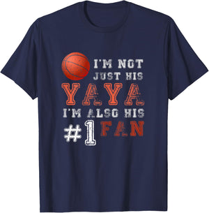 Basketball Grandma Yaya I'm Also His #1 Fan Funny T-Shirt - T-Shirt | Navy