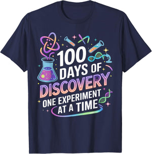 100 Days of Discovery Science Experiment Lover Girls Boys T-Shirt - T-Shirt | Navy