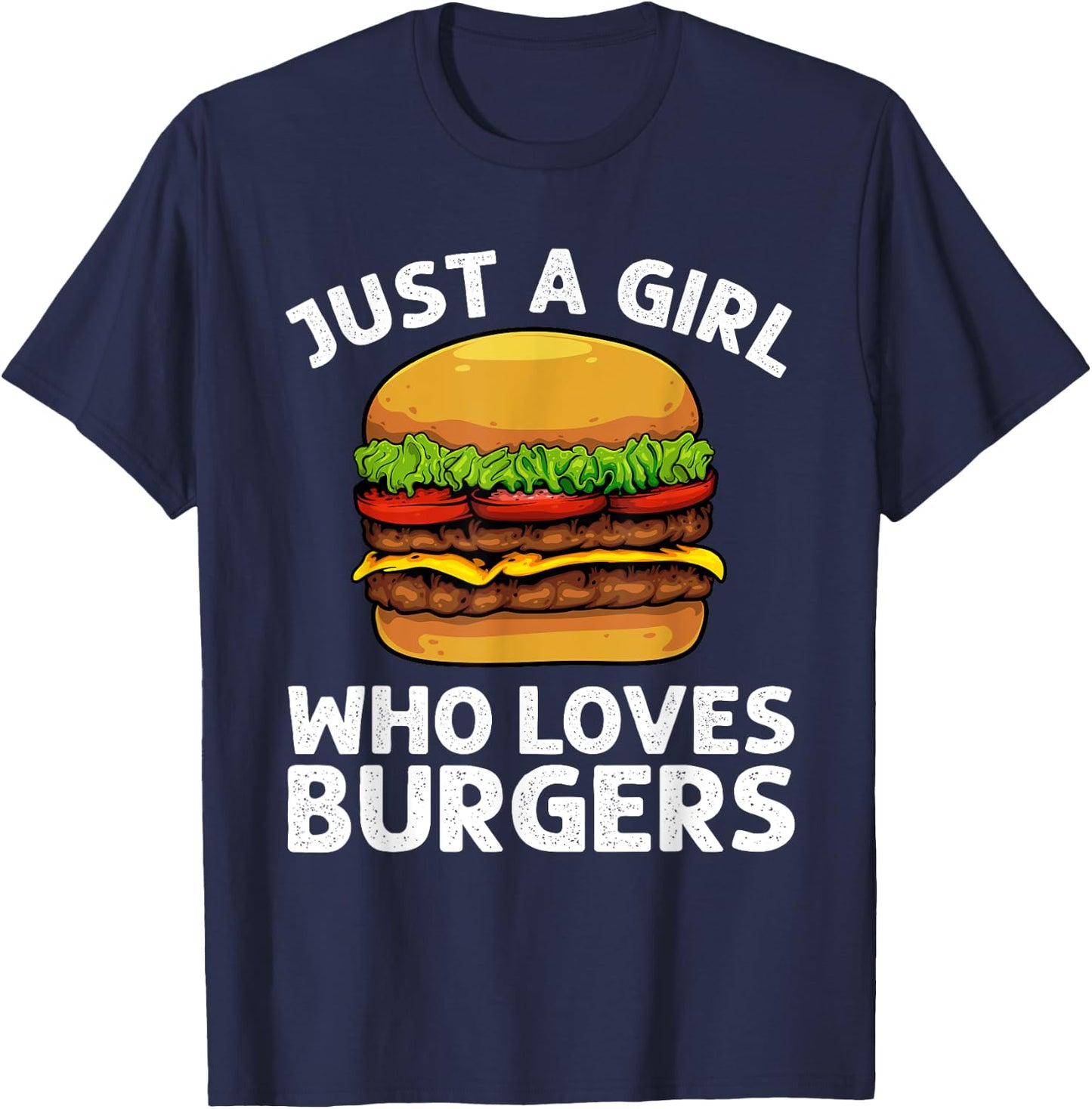 Cool Burger Art For Girls Women Hamburger Cheeseburger Lover T-Shirt - T-Shirt | Navy