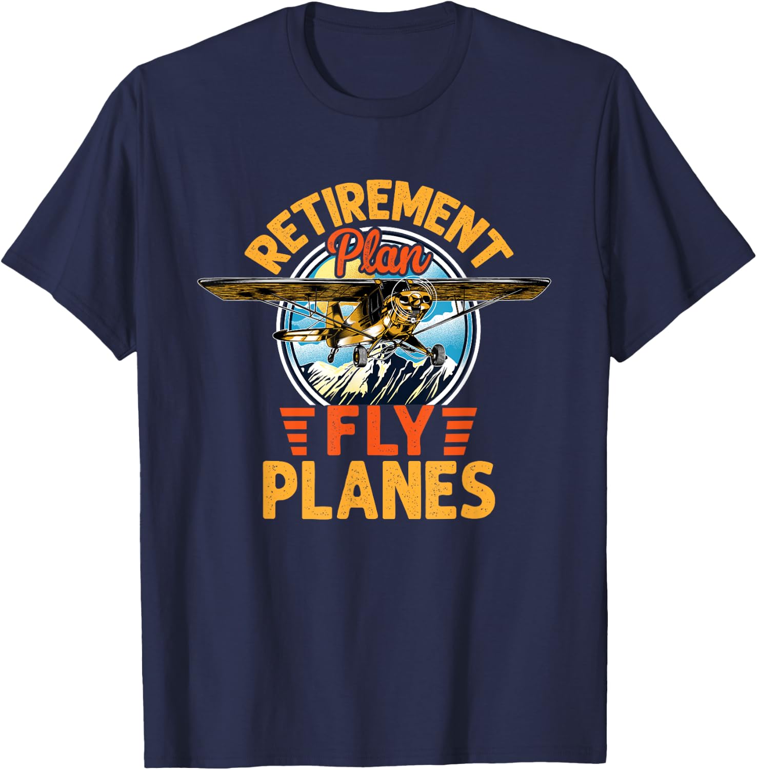 Pilot Retirement Father's Day Grandpa Aircraft Airplane T-Shirt - T-Shirt | Navy
