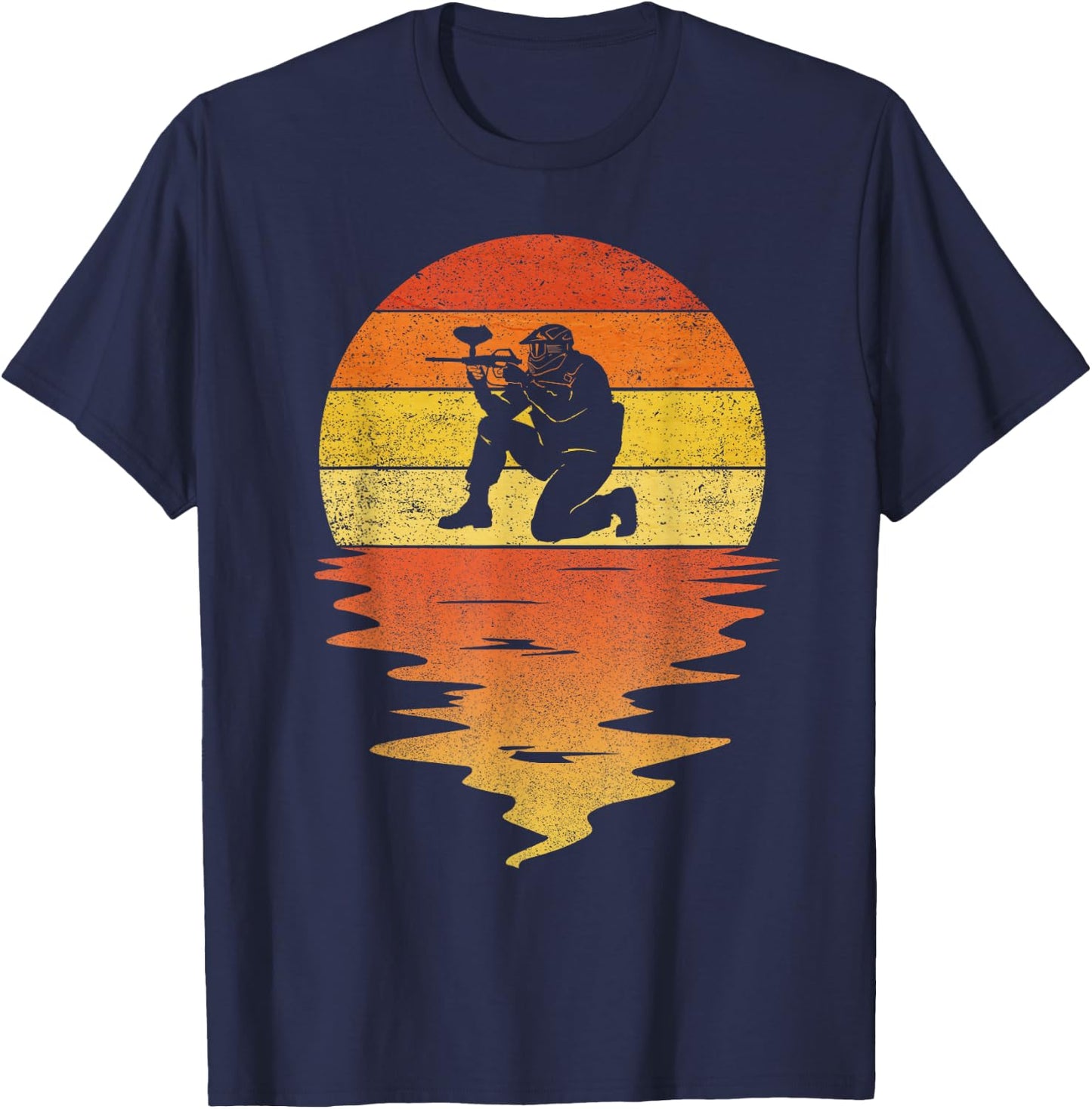 Paintball shirt retro sunset 70s vintage Paintball T-Shirt - T-Shirt | Navy