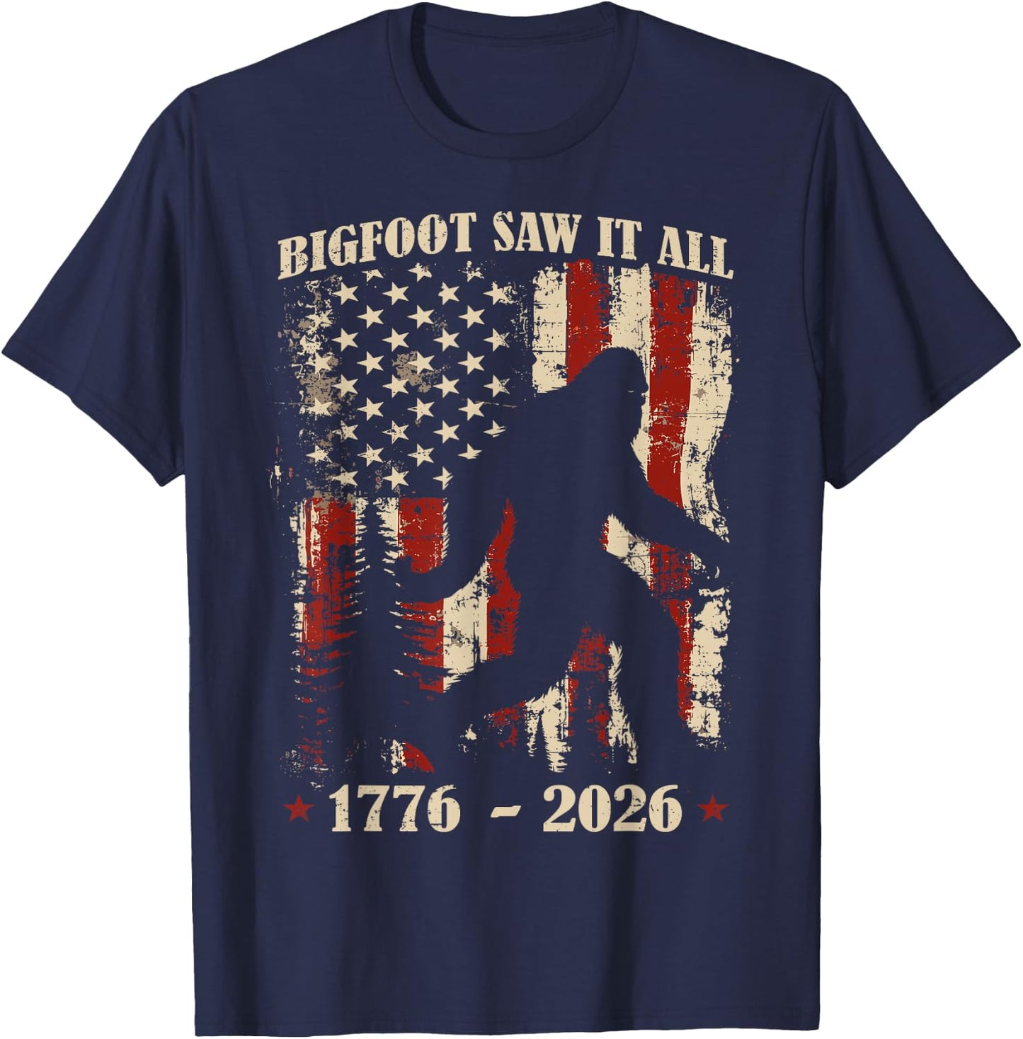 Bigfoot Patriotic 250 Years American USA 4th of July Men T-Shirt - T-Shirt | Navy
