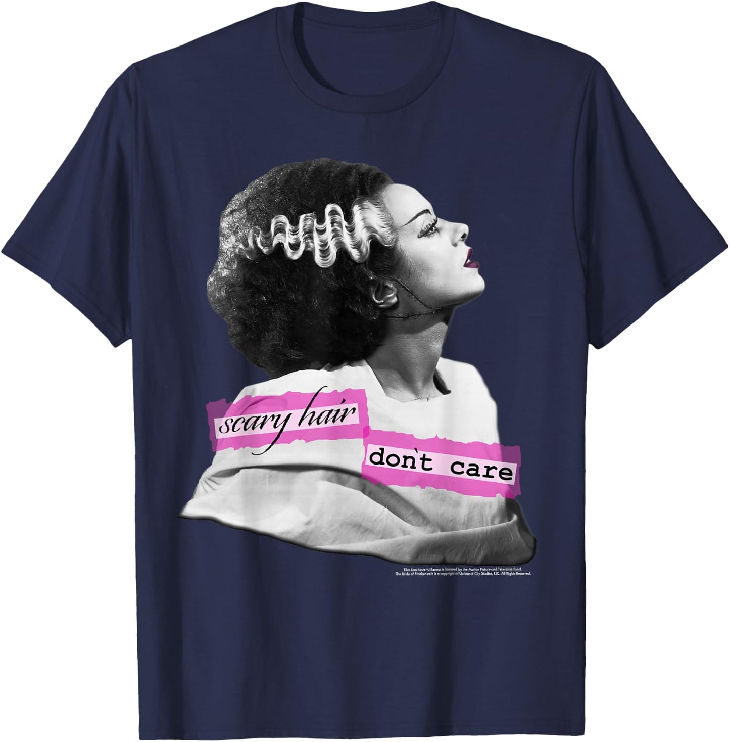Universal Monsters Bride Of Frankenstein Scary Hair T-Shirt - T-Shirt | Navy