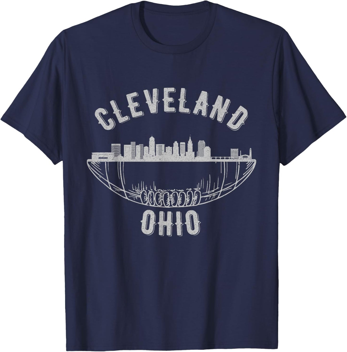Cool Cleveland Ohio OH Football Skyline Skyscraper Fan Gift T-Shirt - T-Shirt | Navy