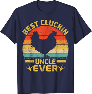 Best Cluckin Uncle Ever Vintage Chicken Uncle Father's Day T-Shirt - T-Shirt | Navy