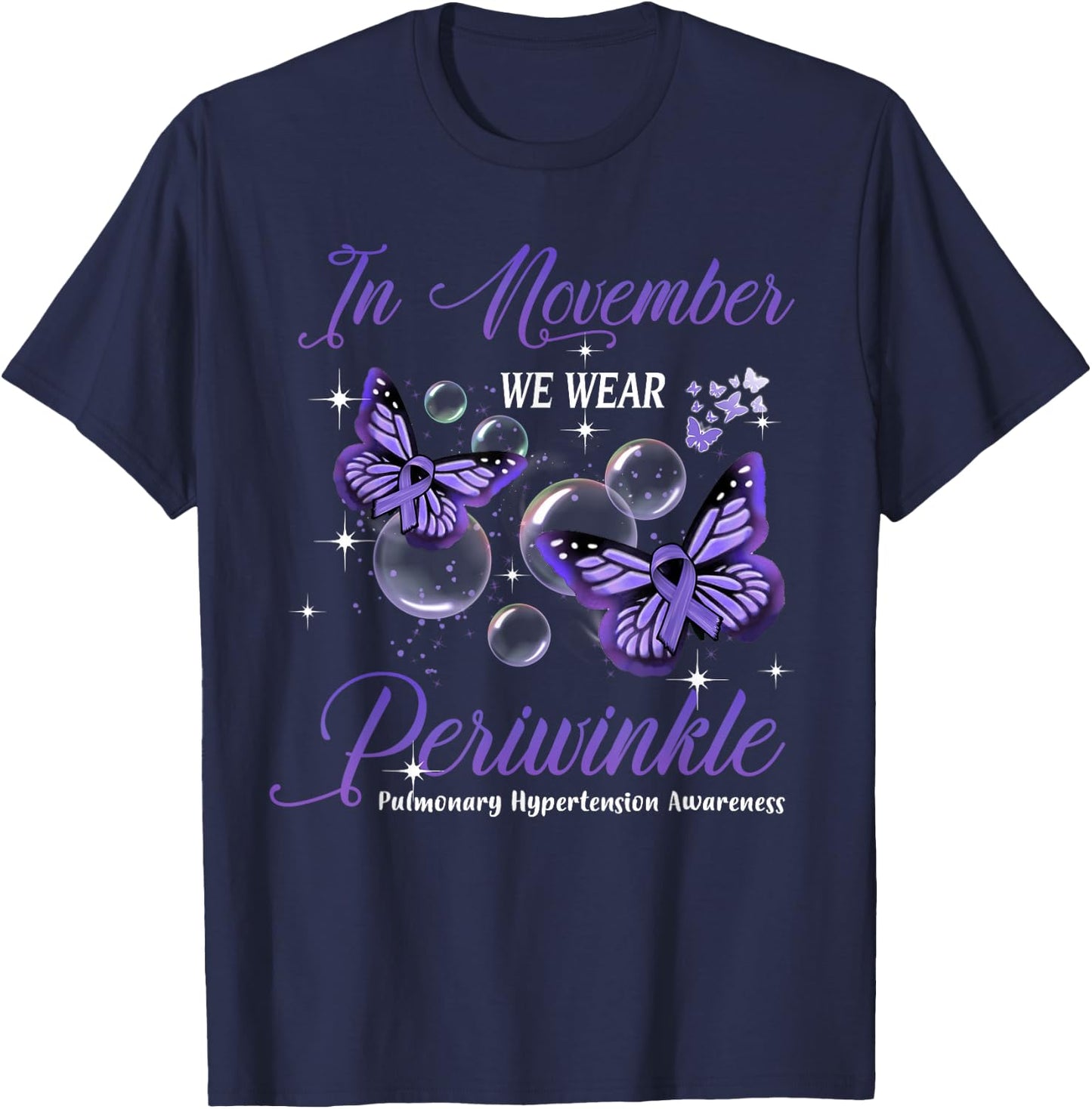 In November We Wear Periwinkle Pulmonary Hypertension T-Shirt - T-Shirt | Navy