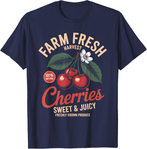 Farm Fresh Organic Cherries Farmer's Market Homegrown T-Shirt - T-Shirt | Navy