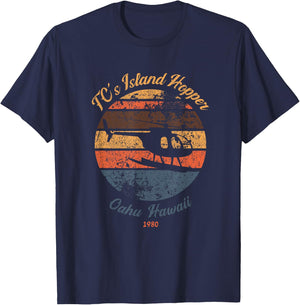 TC's Island Hoppers Helicopter Vintage Sunset T-Shirt - T-Shirt | Navy