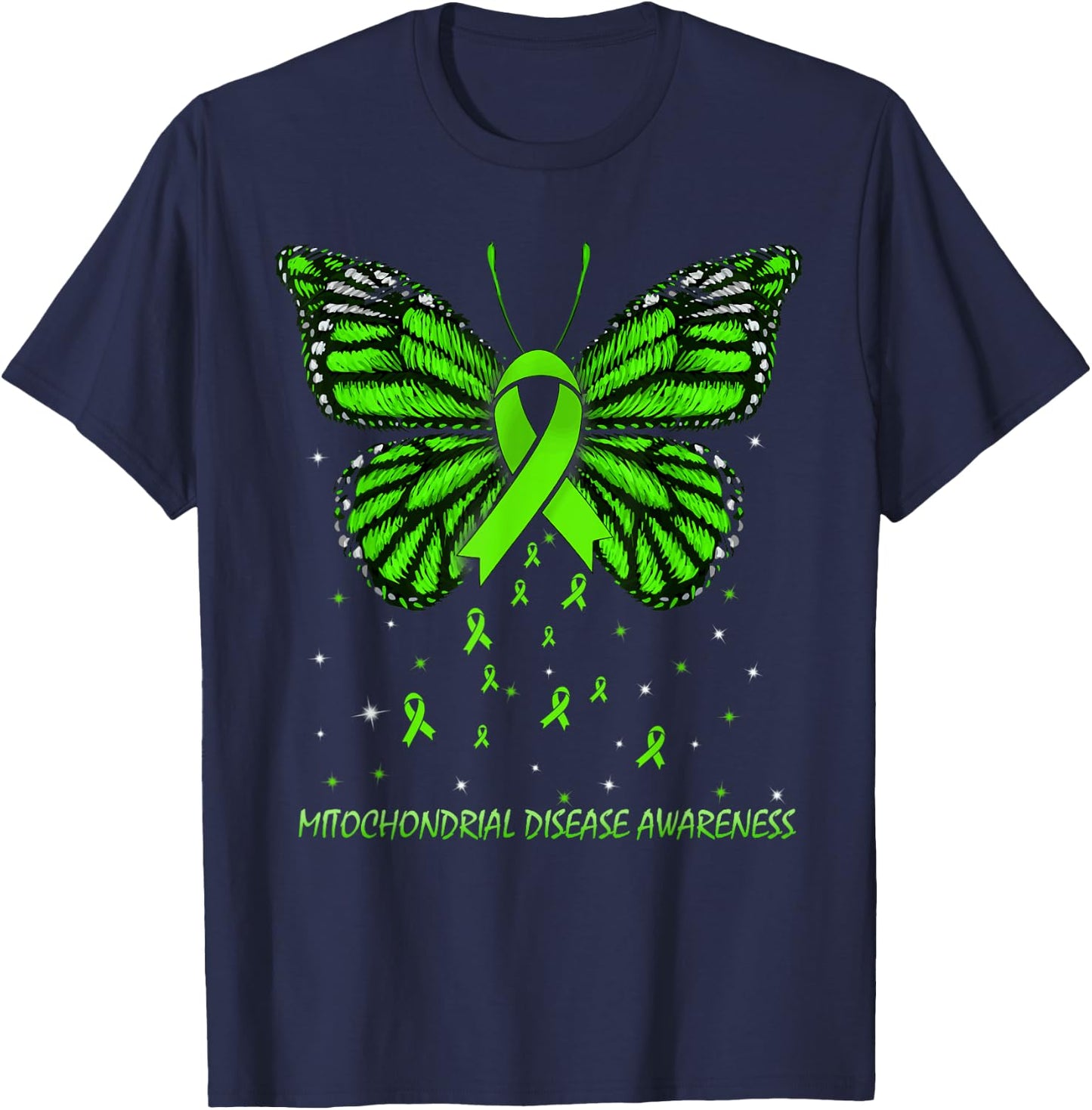 Mitochondrial Disease Awareness Butterfly T-Shirt - T-Shirt | Navy