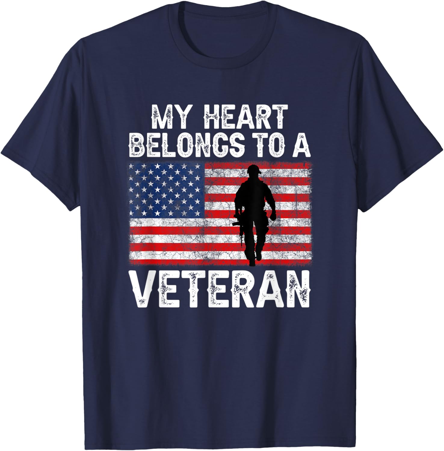 My Heart Belongs To A Veteran Army Veteran Fathers Day T-Shirt - T-Shirt | Navy