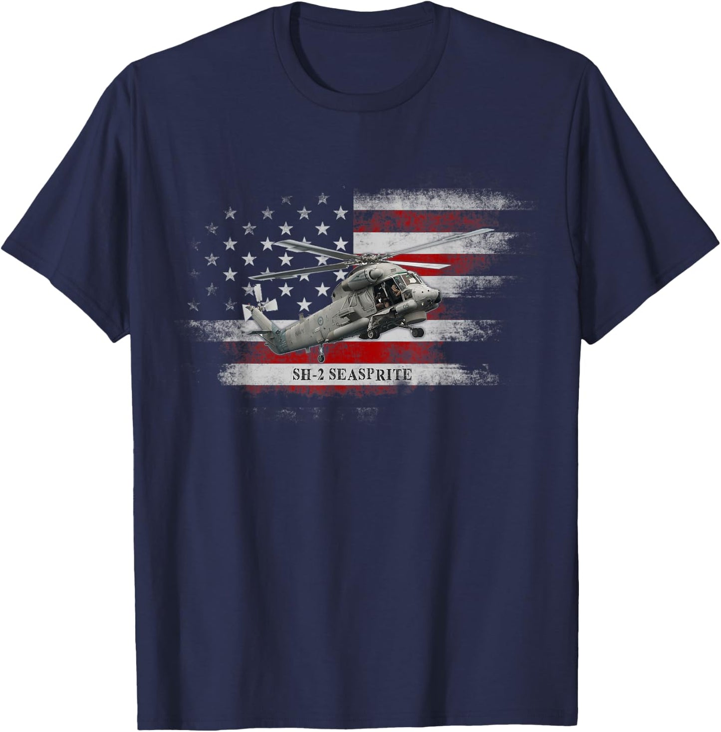 SH-2 Seasprite Helicopter USA Flag Helicopter Pilot Gifts Men T-Shirt - T-Shirt | Navy