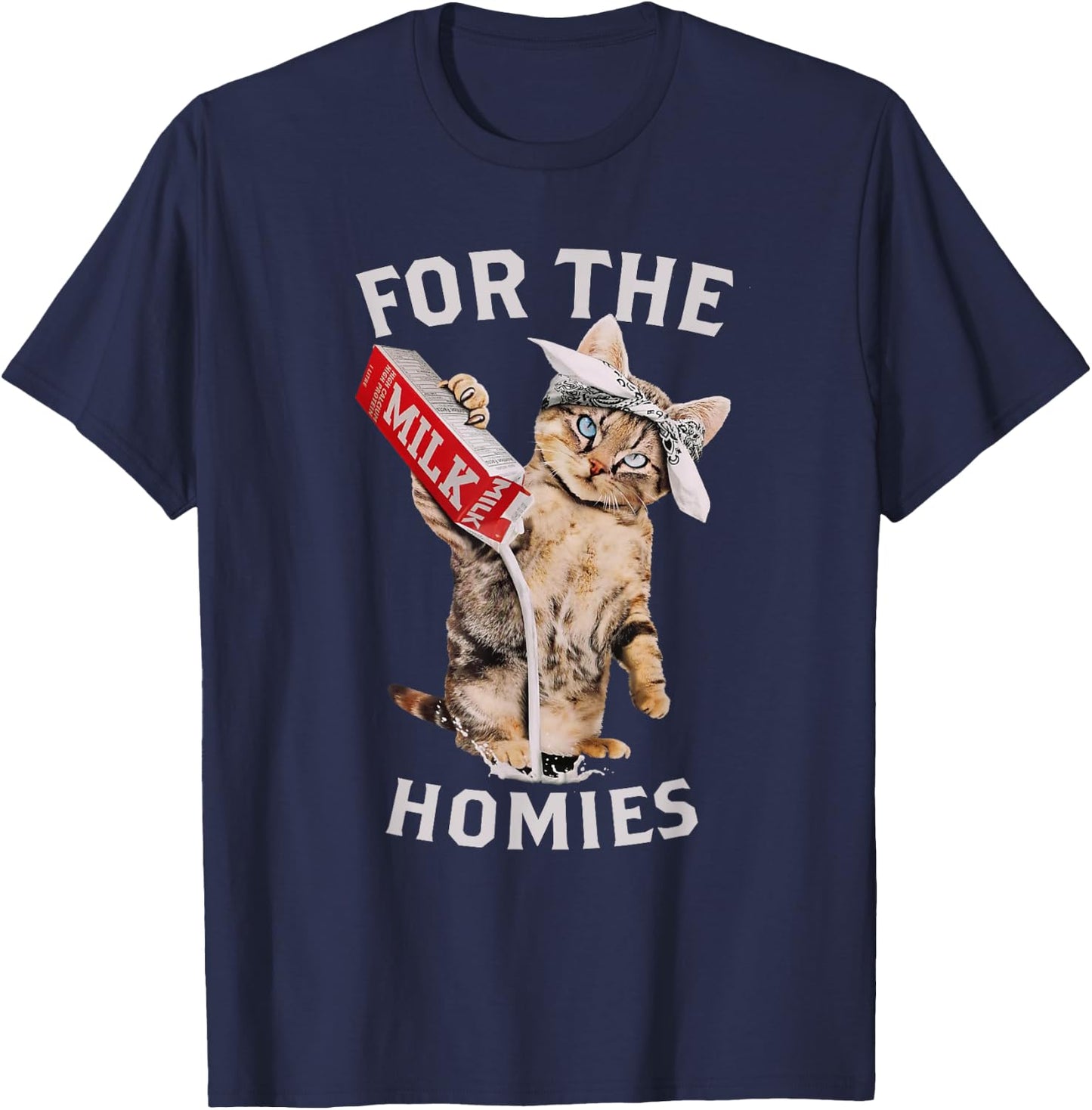 Milk Cat For The Homies Lover Kids Women T-Shirt - T-Shirt | Navy