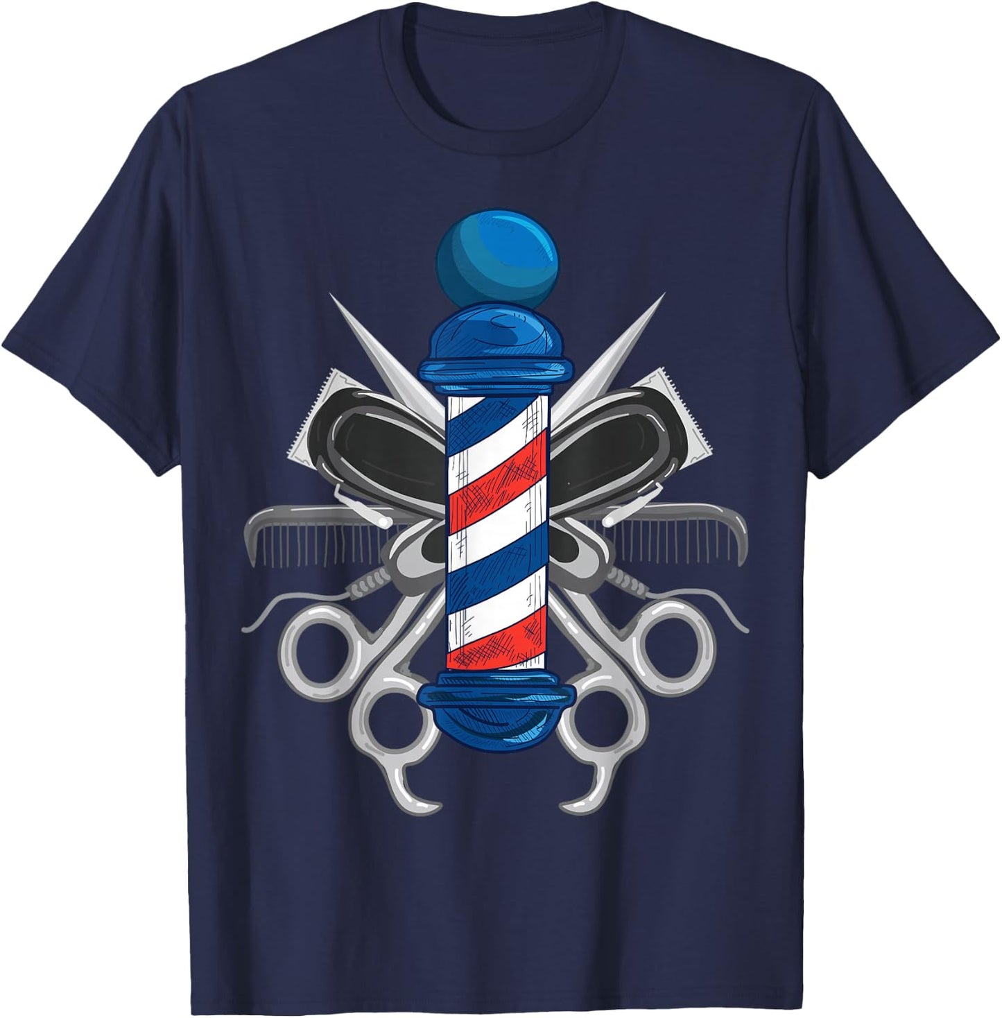 Funny Barber Design Hair Stylisht Barbershop Lovers T-Shirt - T-Shirt | Navy