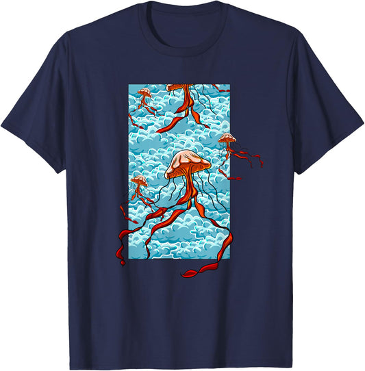 Jellyfish Sky Graphics Rave Techno Dance EDM Lover Gift T-Shirt - T-Shirt | Navy
