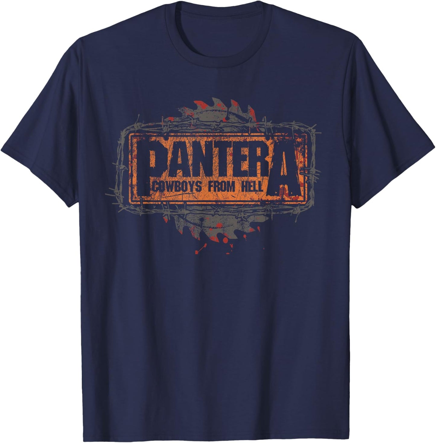 Pantera Official Cowboys From Hell Saw Logo T-Shirt - T-Shirt | Navy