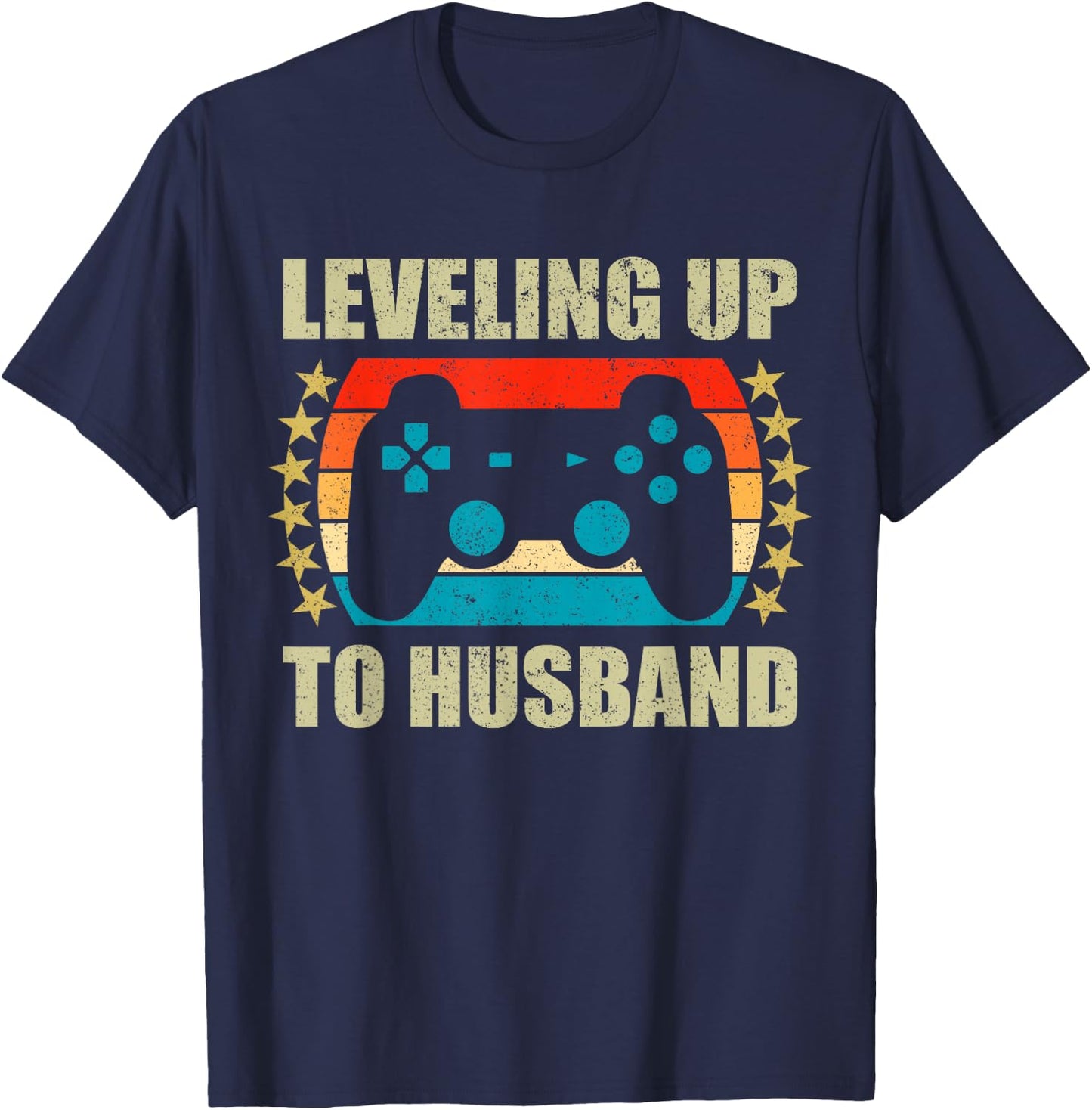 Bachelor Party Leveling Up To Husband Groom Gaming T-Shirt - T-Shirt | Navy