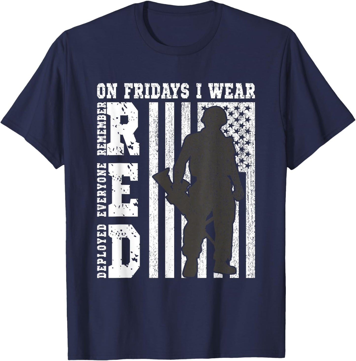 On Fridays I Wear Red USA Support American Troops T-Shirt - T-Shirt | Navy