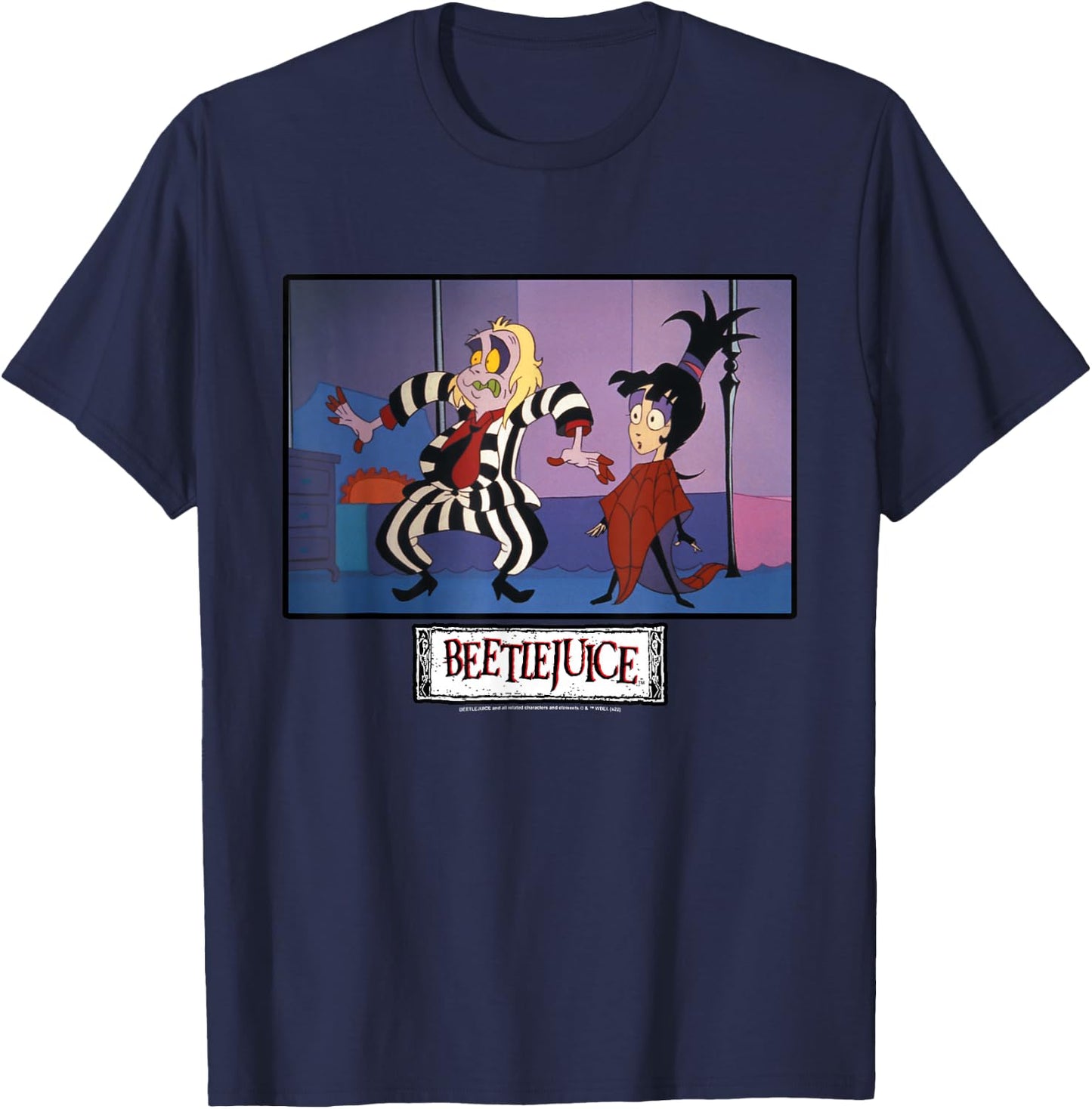 Beetlejuice and Lydia Super Shocked T-Shirt - T-Shirt | Navy