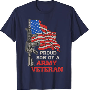 Proud Son Of US Army Veteran Patriotic Military Family Gifts T-Shirt - T-Shirt | Navy