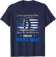 Thin Blue Line American Flag Proud Police Mom T-Shirt - T-Shirt | Navy