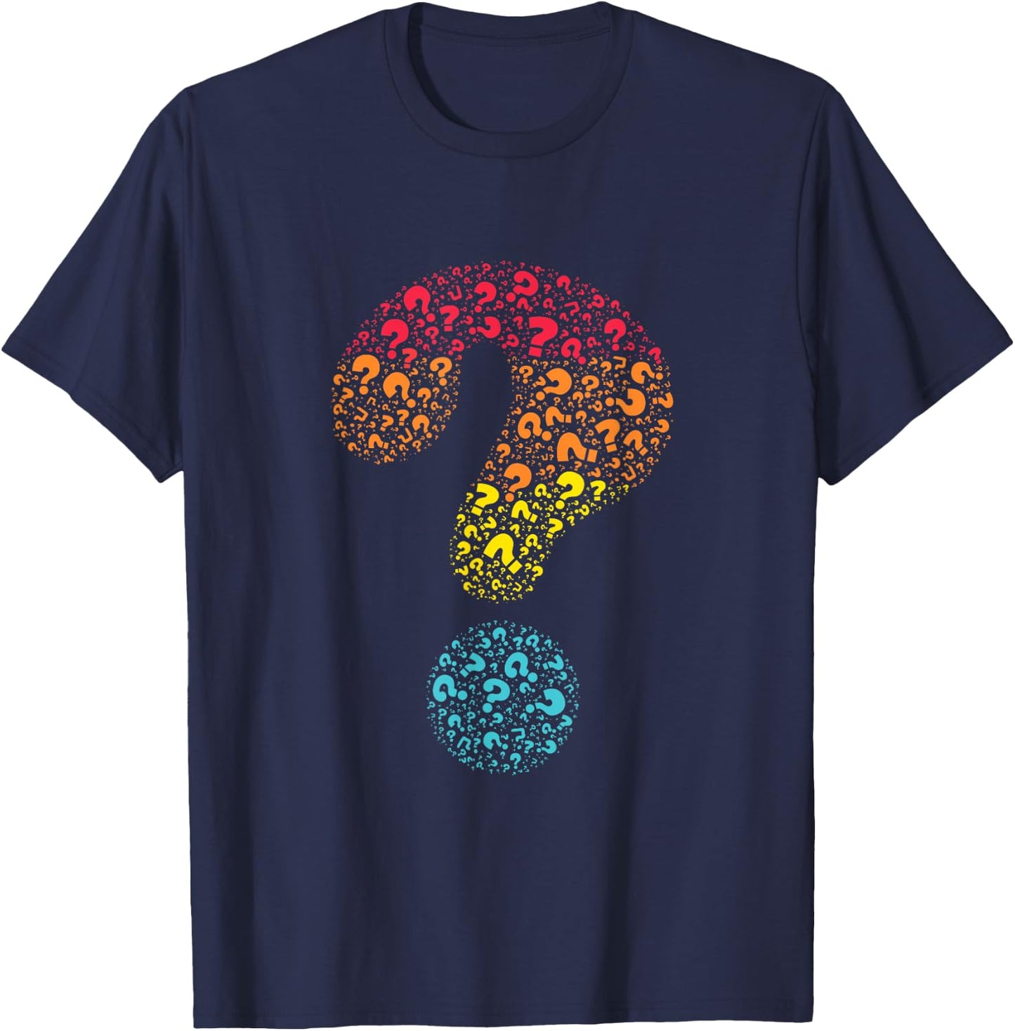 English Writing Questioning Typographic Designs Question Mark Grammar Punctuation Funny T-Shirt - T-Shirt | Navy