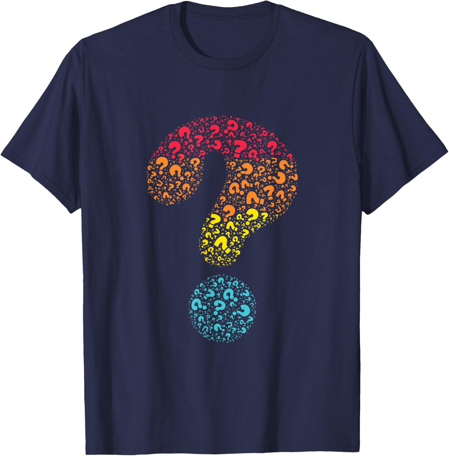 English Writing Questioning Typographic Designs Question Mark Grammar Punctuation Funny T-Shirt - T-Shirt | Navy