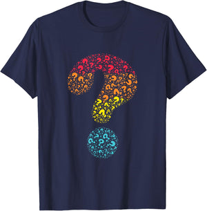 English Writing Questioning Typographic Designs Question Mark Grammar Punctuation Funny T-Shirt - T-Shirt | Navy