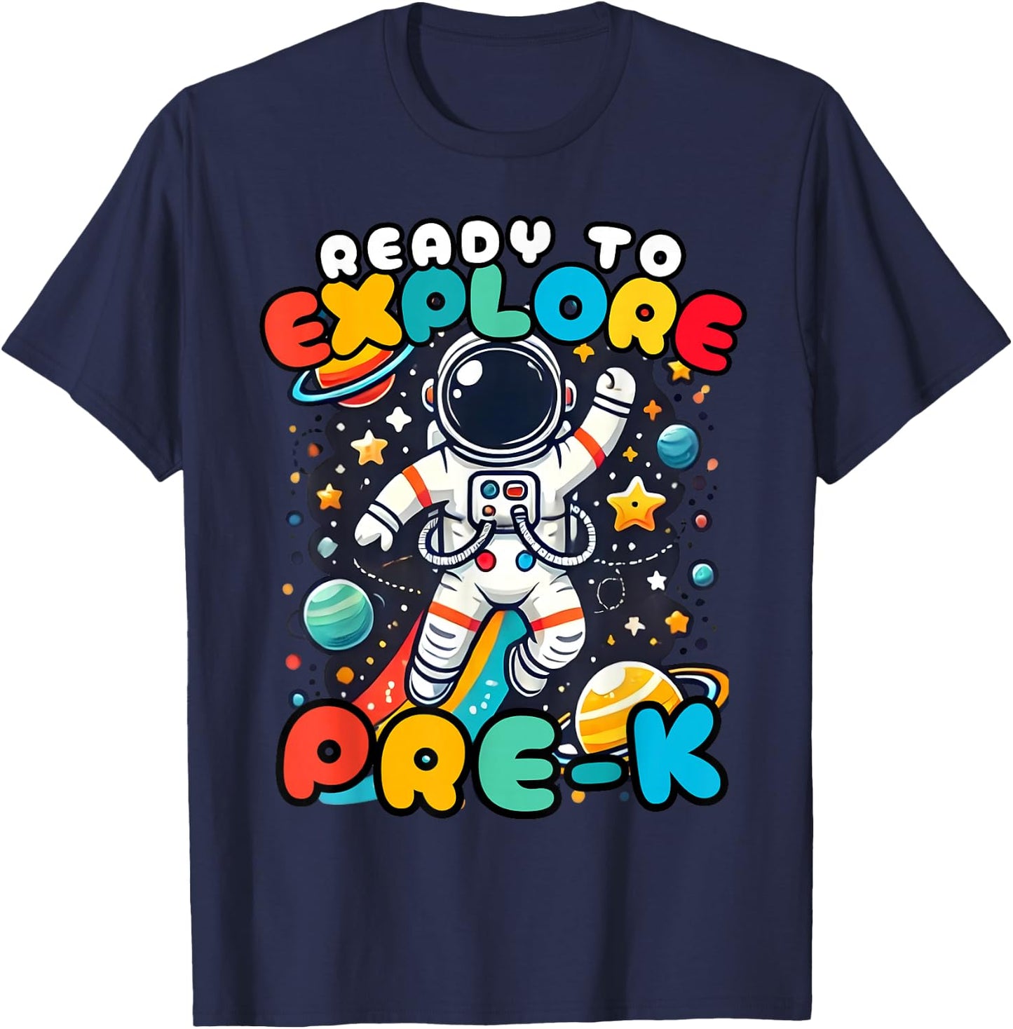 Ready to Explore Pre-K Astronaut First Day School Boys Kids T-Shirt - T-Shirt | Navy