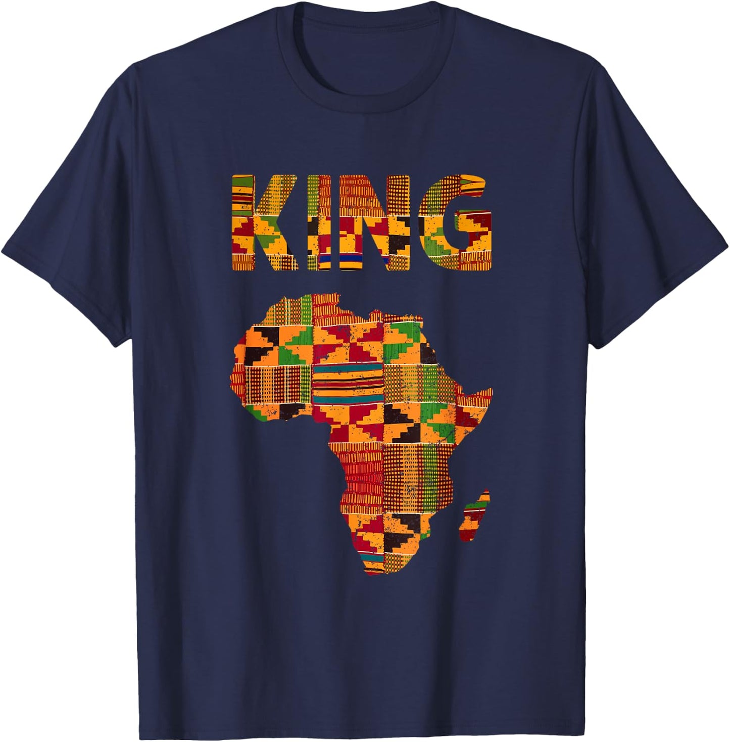 Cool African King Design Kente Cloth Africa Ghana Kids Men T-Shirt - T-Shirt | Navy