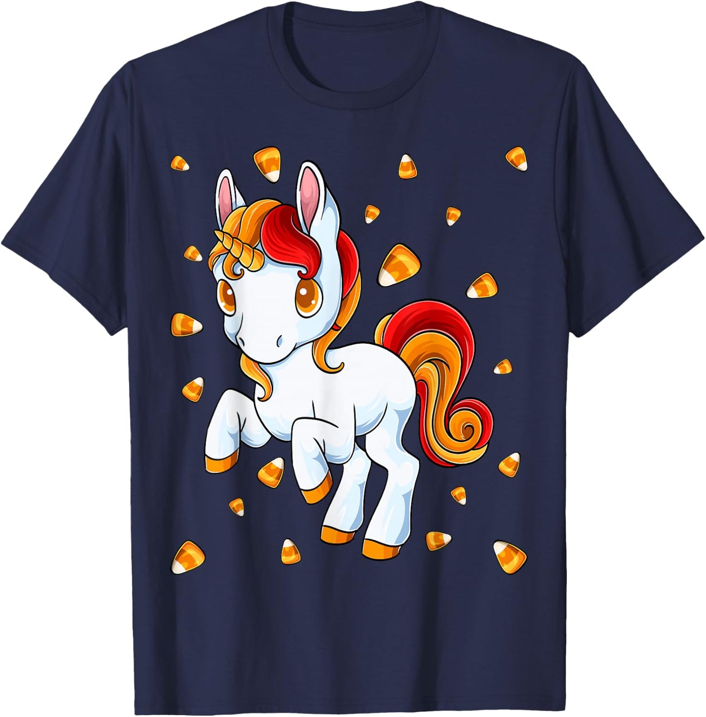 Unicorn Candy Corn Halloween Unicorn Costume Candicorn T-Shirt - T-Shirt | Navy