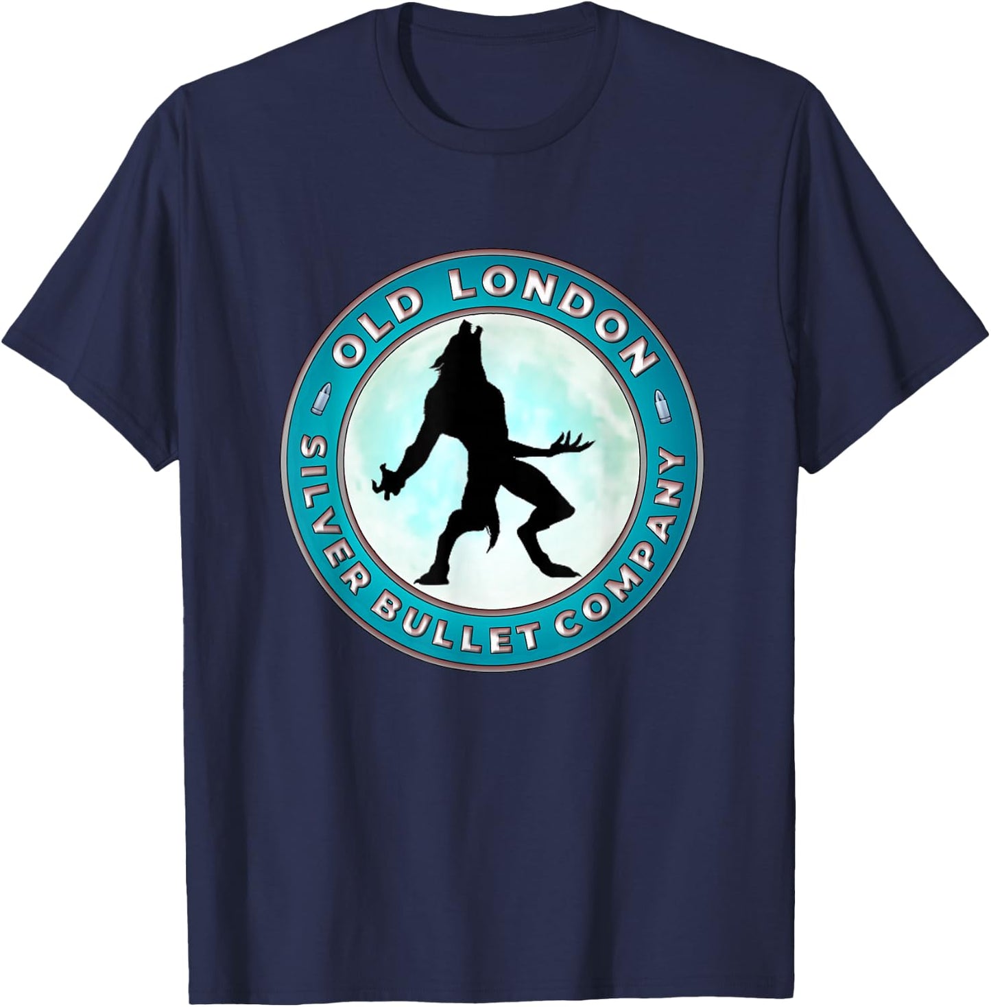 Werewolf Hunter Old London Silver Bullet Company Gift T-Shirt - T-Shirt | Navy