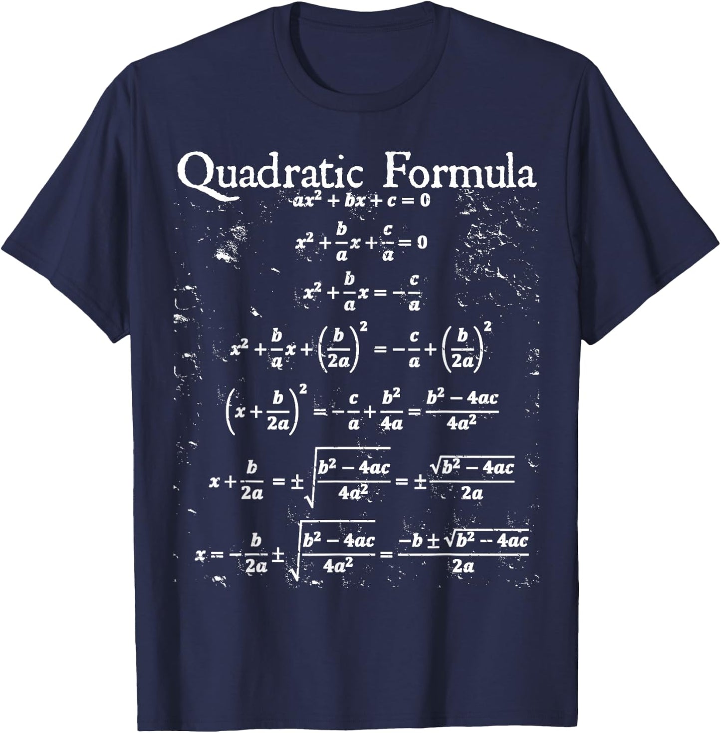 Nerdy Vintage Quadratic Formula Proof Algebra Math Teacher T-Shirt - T-Shirt | Navy