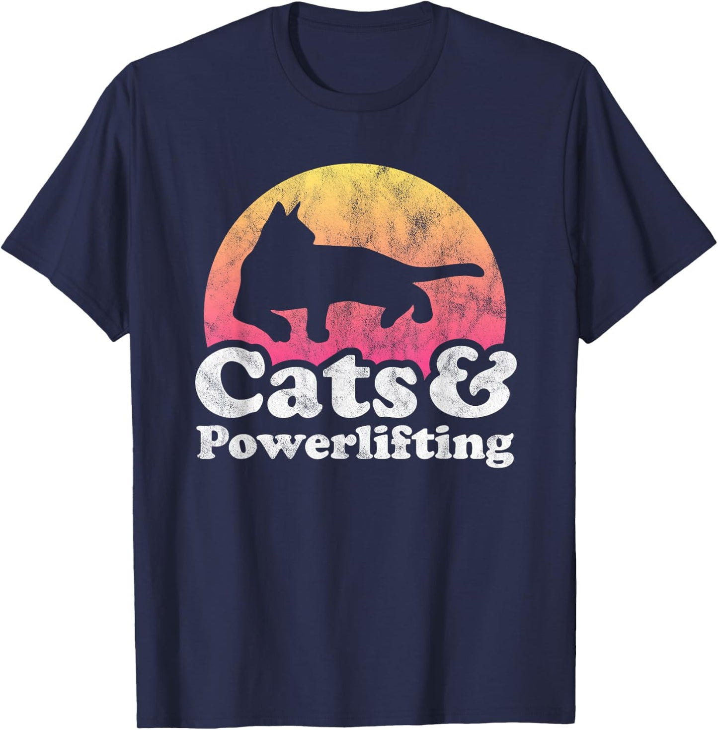Cats and Powerlifting Men's or Women's Cat and Powerlifter T-Shirt - T-Shirt | Navy
