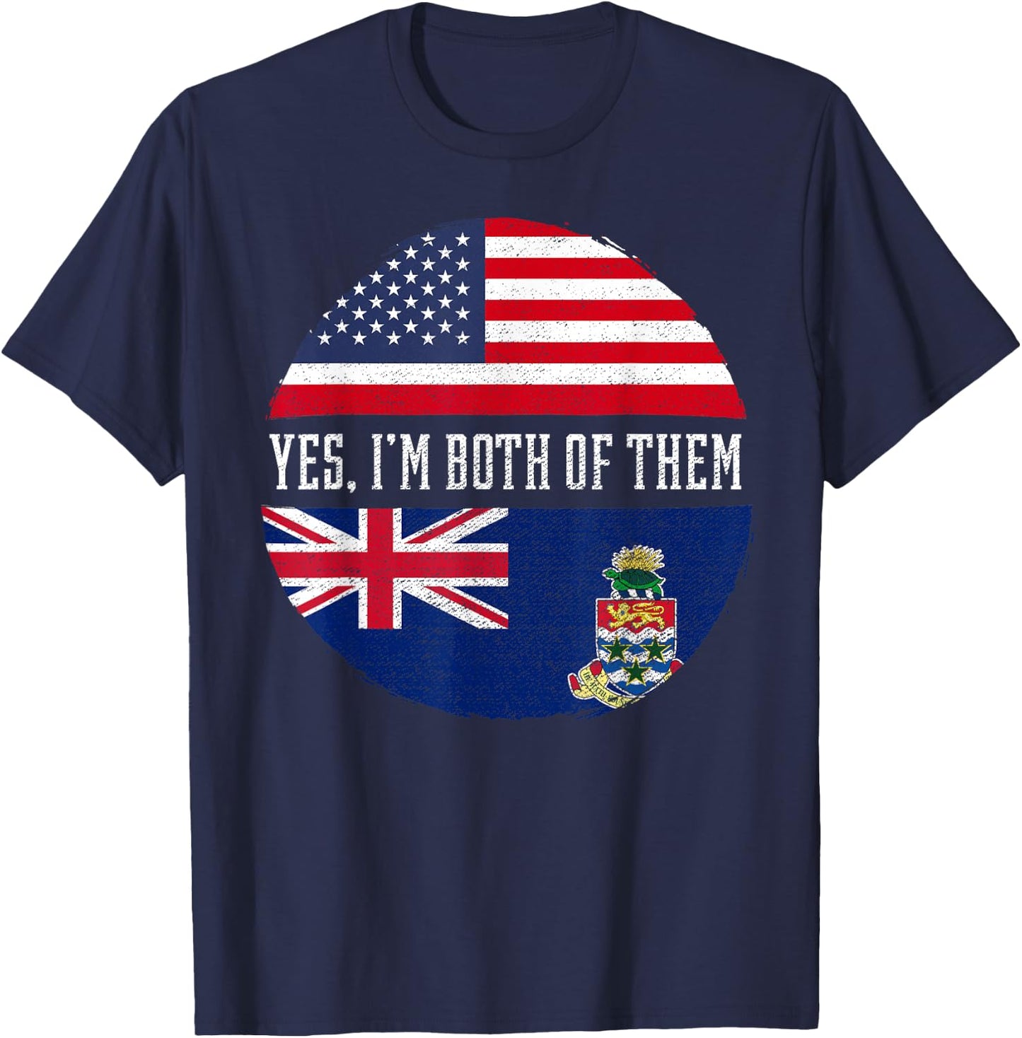 Half American Half Caymanian USA Flag Cayman Islands T-Shirt - T-Shirt | Navy