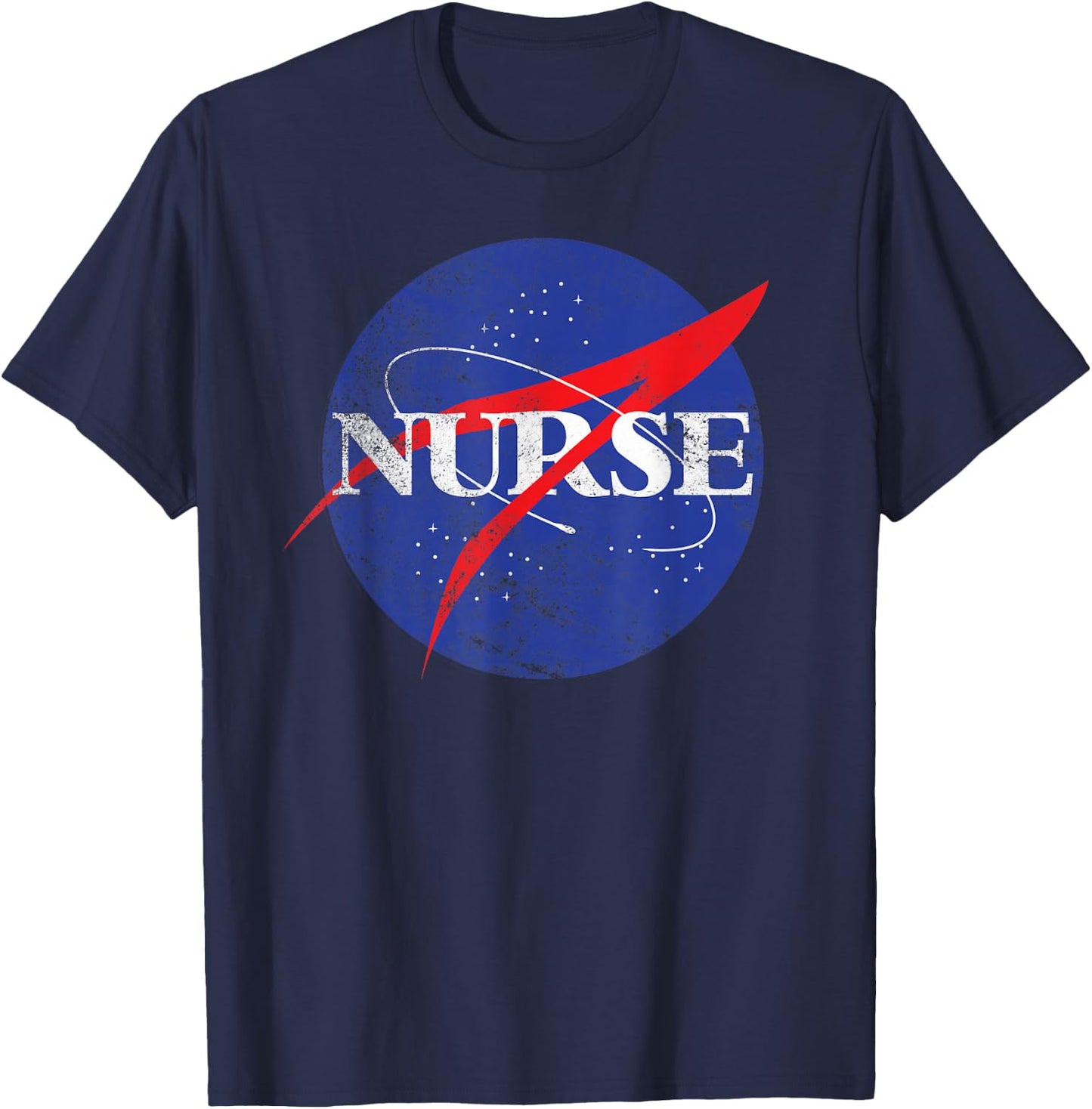 Nurse Astronaut Distressed Retro for Outer Space Nursing T-Shirt - T-Shirt | Navy