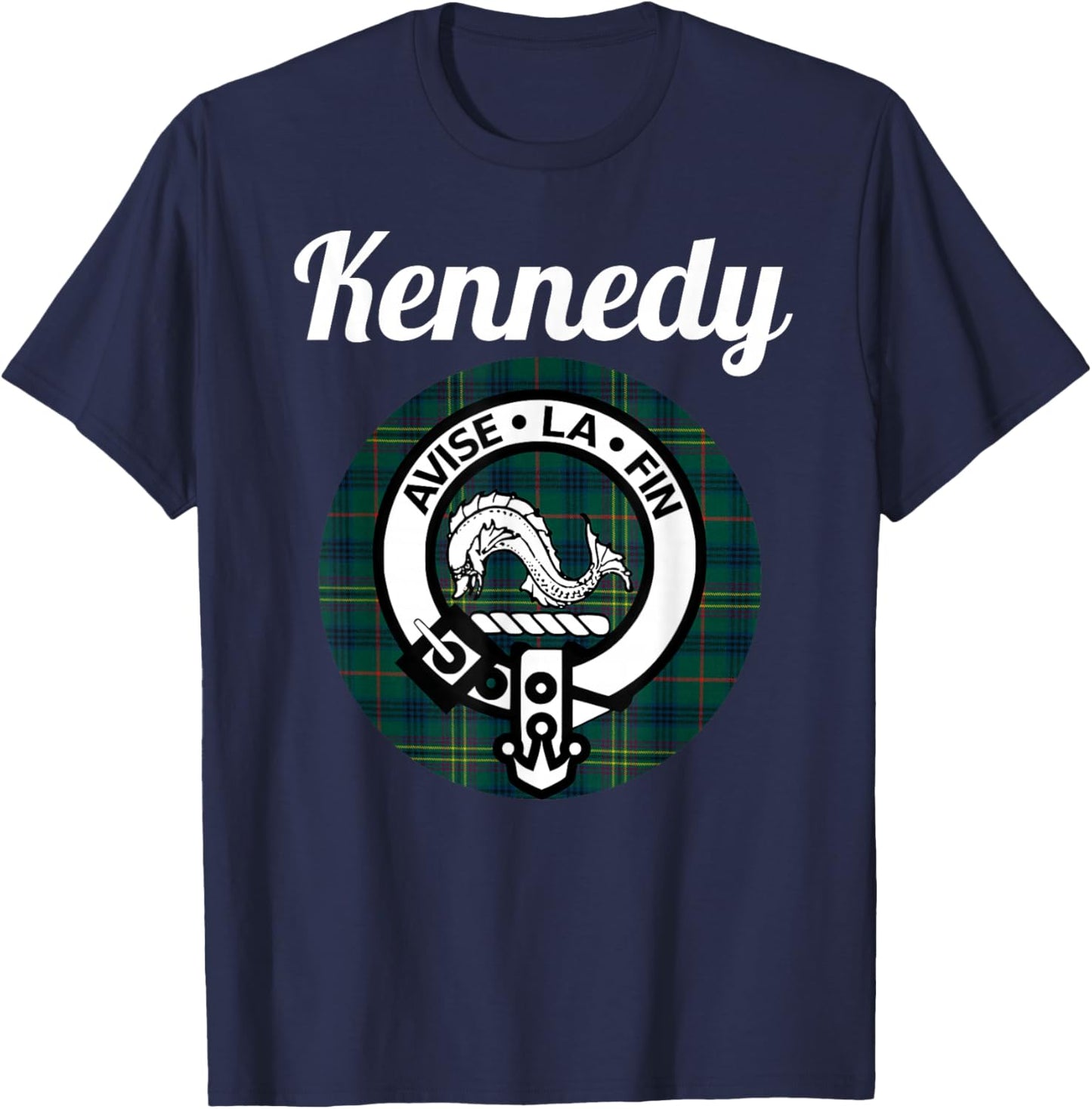 Kennedy Clan Scottish Name Coat Of Arms Tartan T-Shirt - T-Shirt | Navy