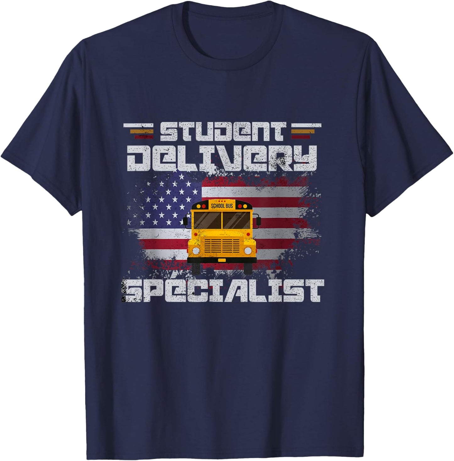 School Bus Driver's American Flag Pride | School Bus Driver T-Shirt - T-Shirt | Navy
