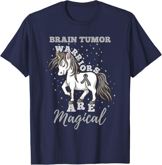 Brain Tumor Warriors Are Magical Brain Tumor Awareness T-Shirt - T-Shirt | Navy
