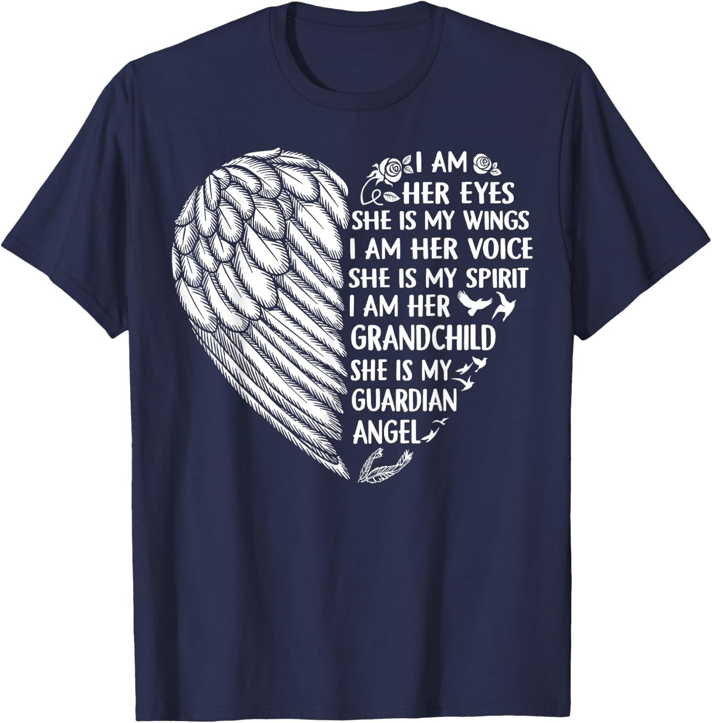 My Grandma Is My Guardian Angel Shirt I Am Her Grandchild T-Shirt - T-Shirt | Navy