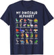 Types Of Dinosaurs Alphabet Dino Identification T-Shirt - T-Shirt | Navy