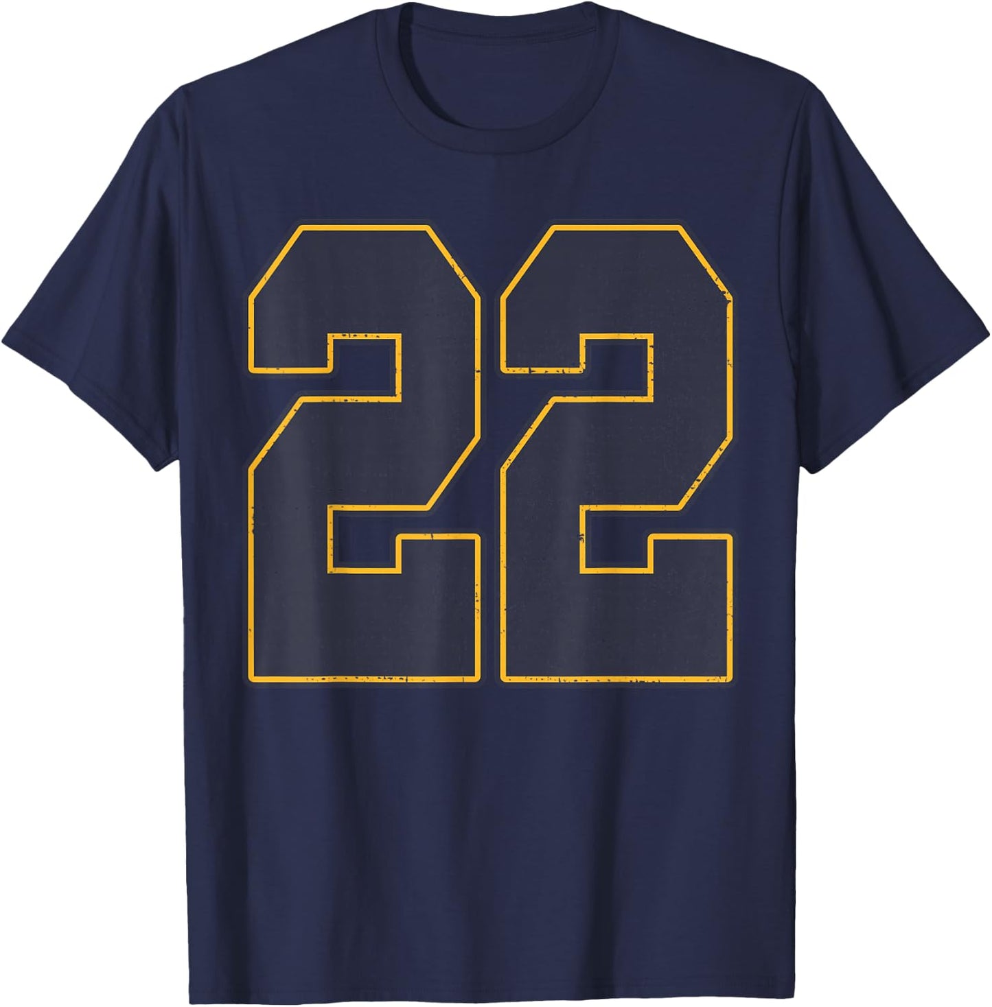 #22 Outline Number 22 Fan Varsity Sports Team Red Jersey T-Shirt - T-Shirt | Navy