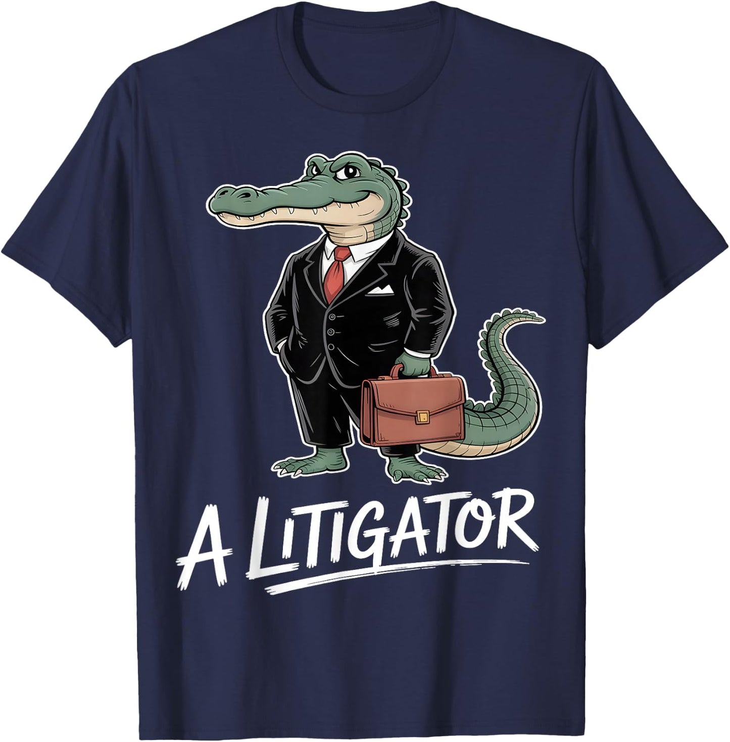 Litigator Funny Alligator Lawyer T-Shirt - T-Shirt | Navy