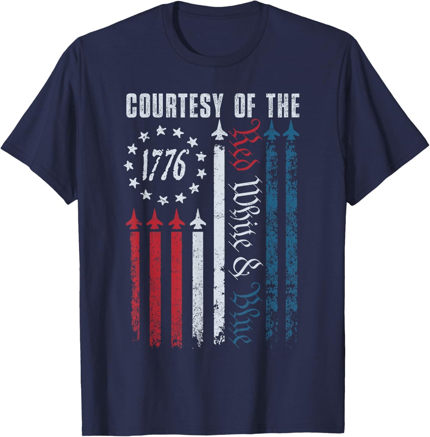 Vintage America USA Flag Courtesy Of The Red White And Blue T-Shirt - T-Shirt | Navy