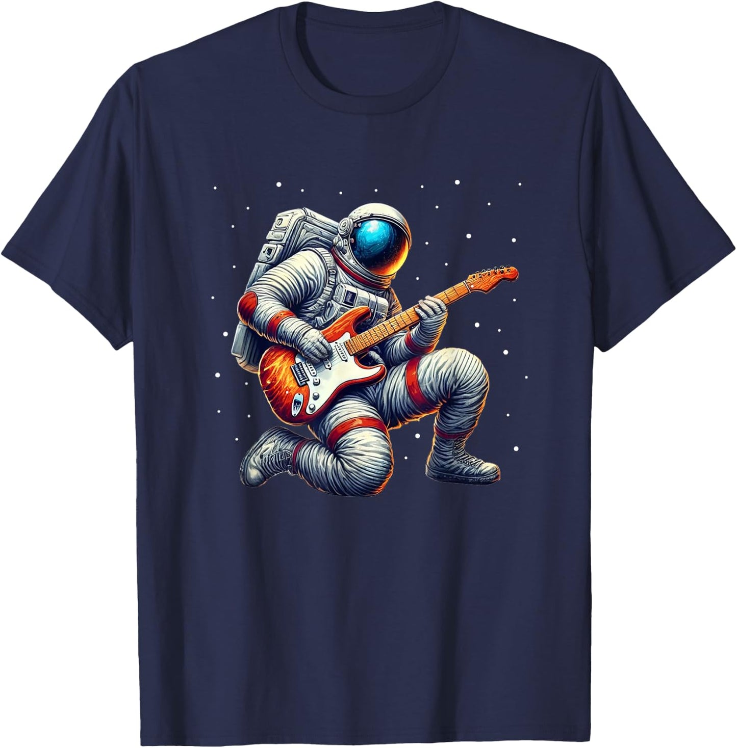 Astronaut Guitar Men Women Kids Outer Space T-Shirt - T-Shirt | Navy