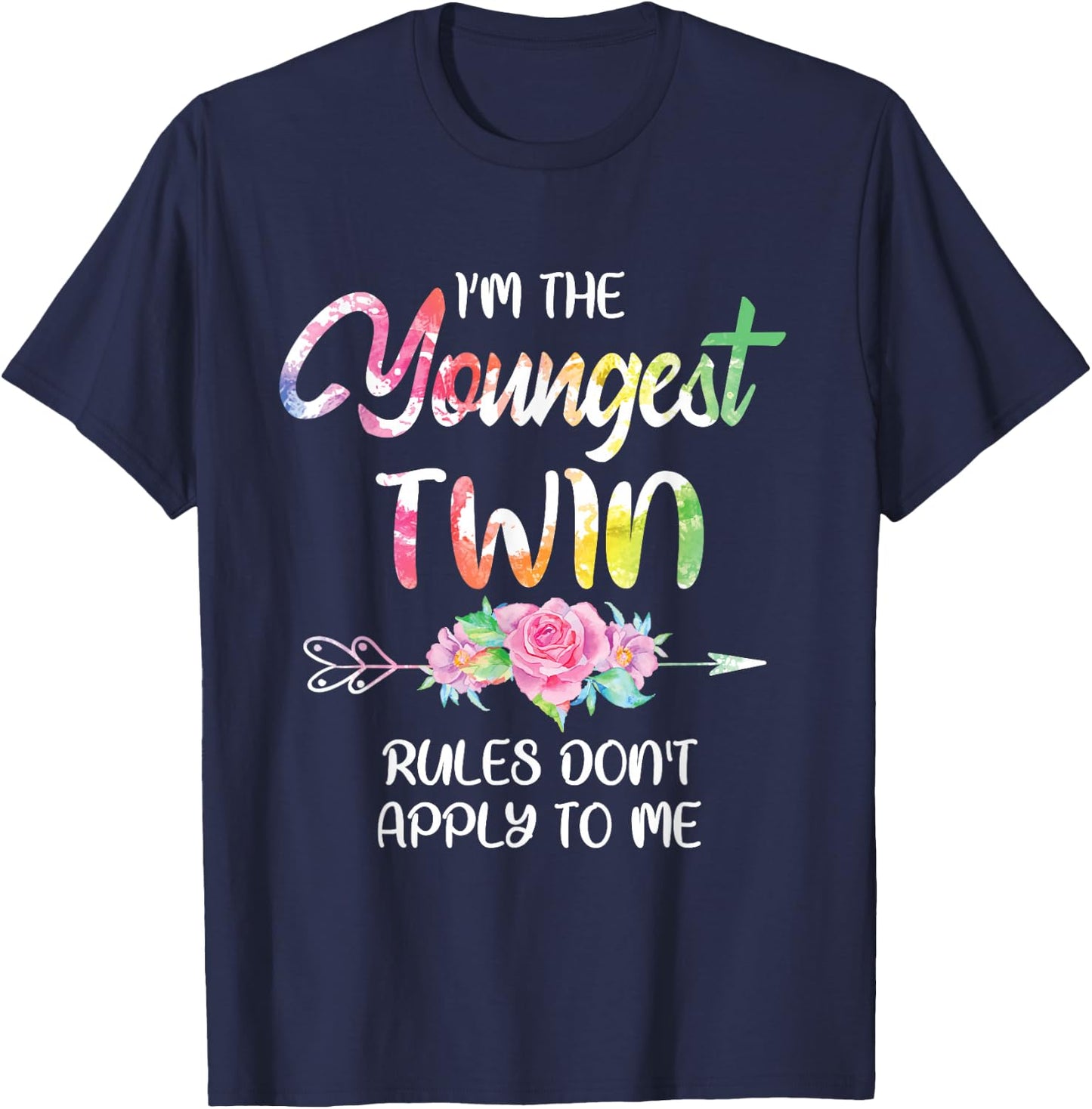 Youngest Twin Shirt Sibling Birthday Funny Twins Matching T-Shirt - T-Shirt | Navy