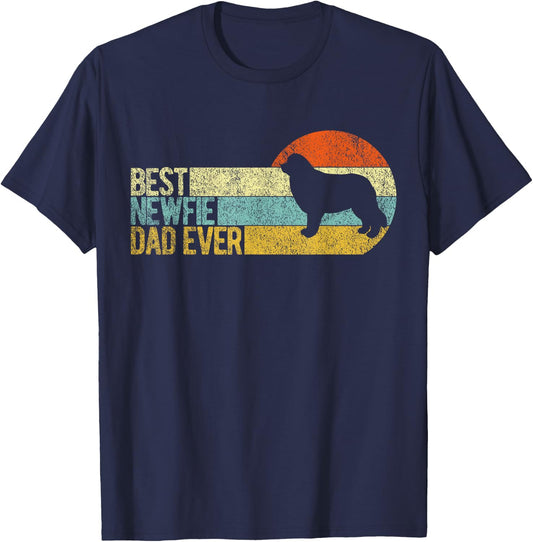 Best Newfie Dad Ever Newfoundland Dog Newfie Owner Retro T-Shirt - T-Shirt | Navy