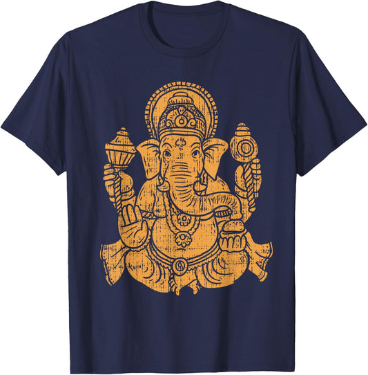 Elephant Om Yoga Ganesha Indian God Ganesh Chaturthi Asian T-Shirt - T-Shirt | Navy