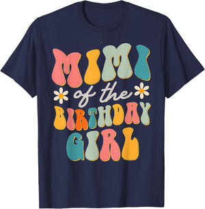 Mimi Of The Birthday Girl Groovy Themed T-Shirt - T-Shirt | Navy