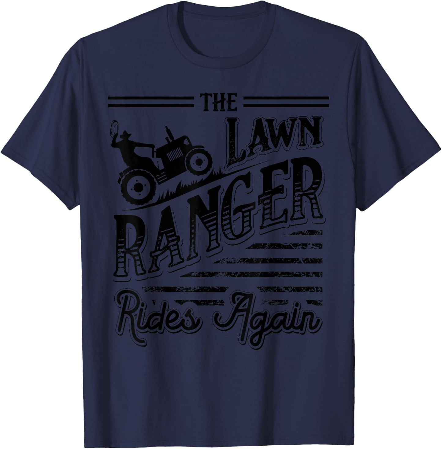 Funny Toddler Lawn Mower Gift Tractor Mowing Men Gardening T-Shirt - T-Shirt | Navy